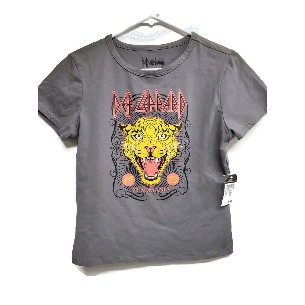 Def Leppard Pyromania 1983 Graphic Tee rue21 Gray Rock Band T-Shirt XL NEW